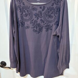J. Jill Purple Long Sleeve Embellished Relaxed Tunic